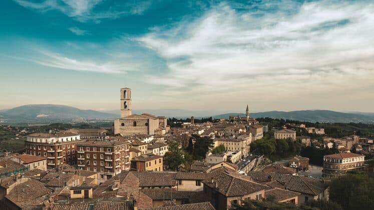 la città di Perugia vista dall'alto